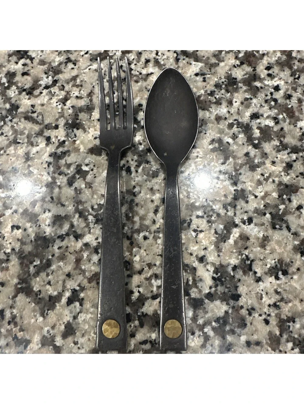 Hammered Steel Rivet Flatware Fork Spoon Jefferson Mack  Restoration Hardware